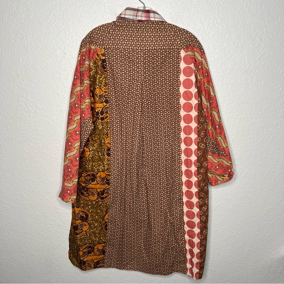 KOOS Van Den Akker Womens Patchwork Button Down Dress Vintage Plaid Floral Rare - Picture 5 of 8